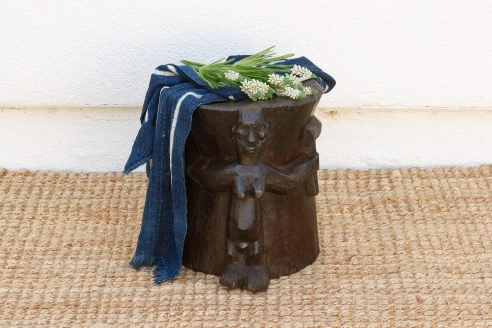 Ebonized Brown Pedestal Shango Stool