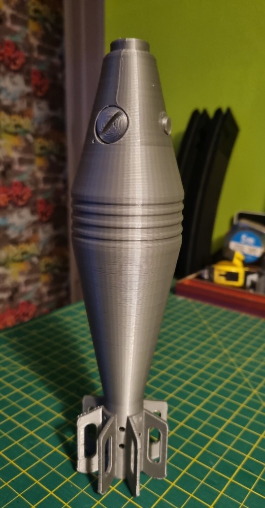 60mm M49A1 Mortar Shell Replica. Prop WW2 3d printed plastic.
