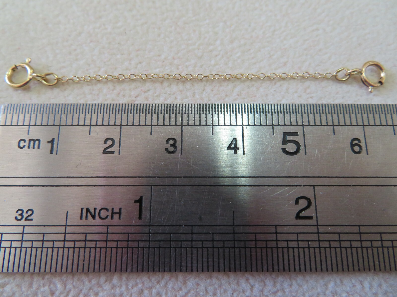 2 5/8" 14K Solid Yellow Gold Safety Chain Extender 1.2 mm x 65 mm