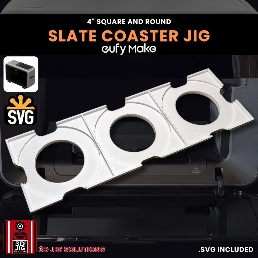 EufyMake E1 UV Printer Jig | 4" Round & Square Slate Coaster Template
