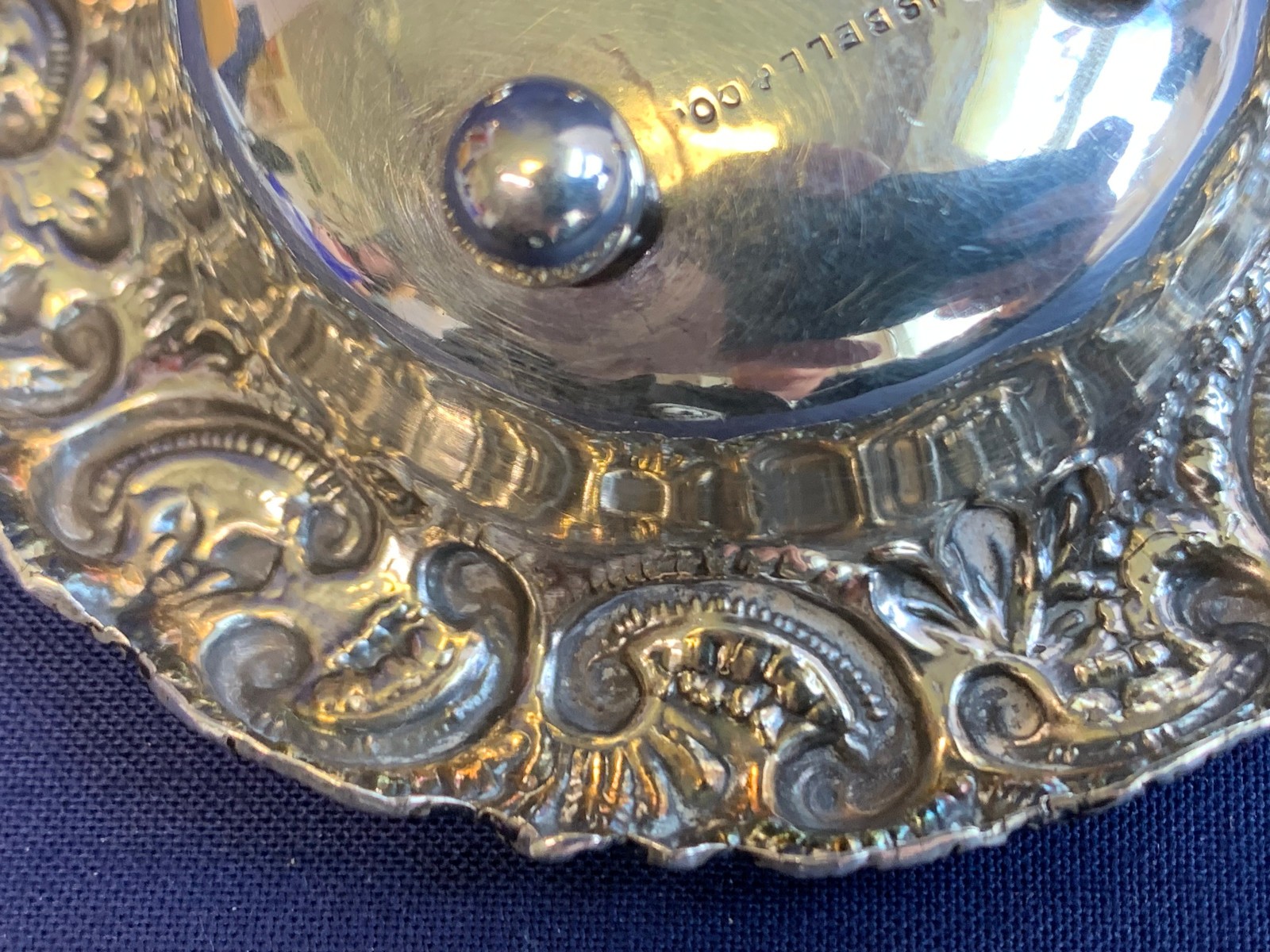 Antique Sterling Silver Condiment Dish Master Salt Cellar 37.84g Floral Repousse