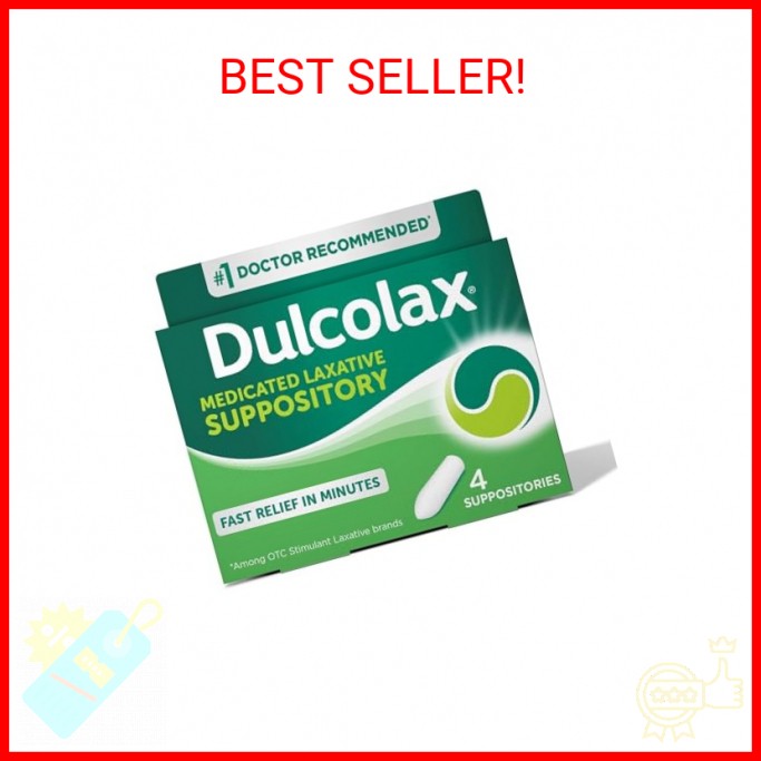 Dulcolax Stimulant Laxative Medicated Suppositories, Predictable & Effective Con