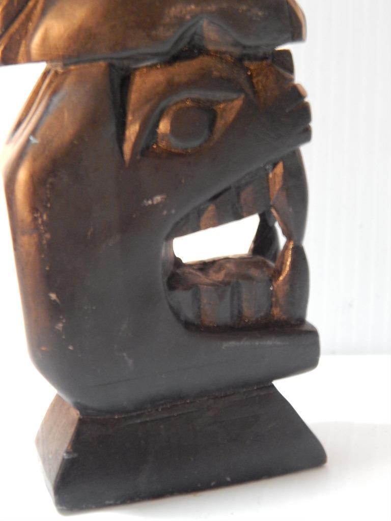 VINTAGE 9" GENUINE ARGILLITE HAIDA INDIAN NW COAST CANADA TOTEM POLE MODEL - A+