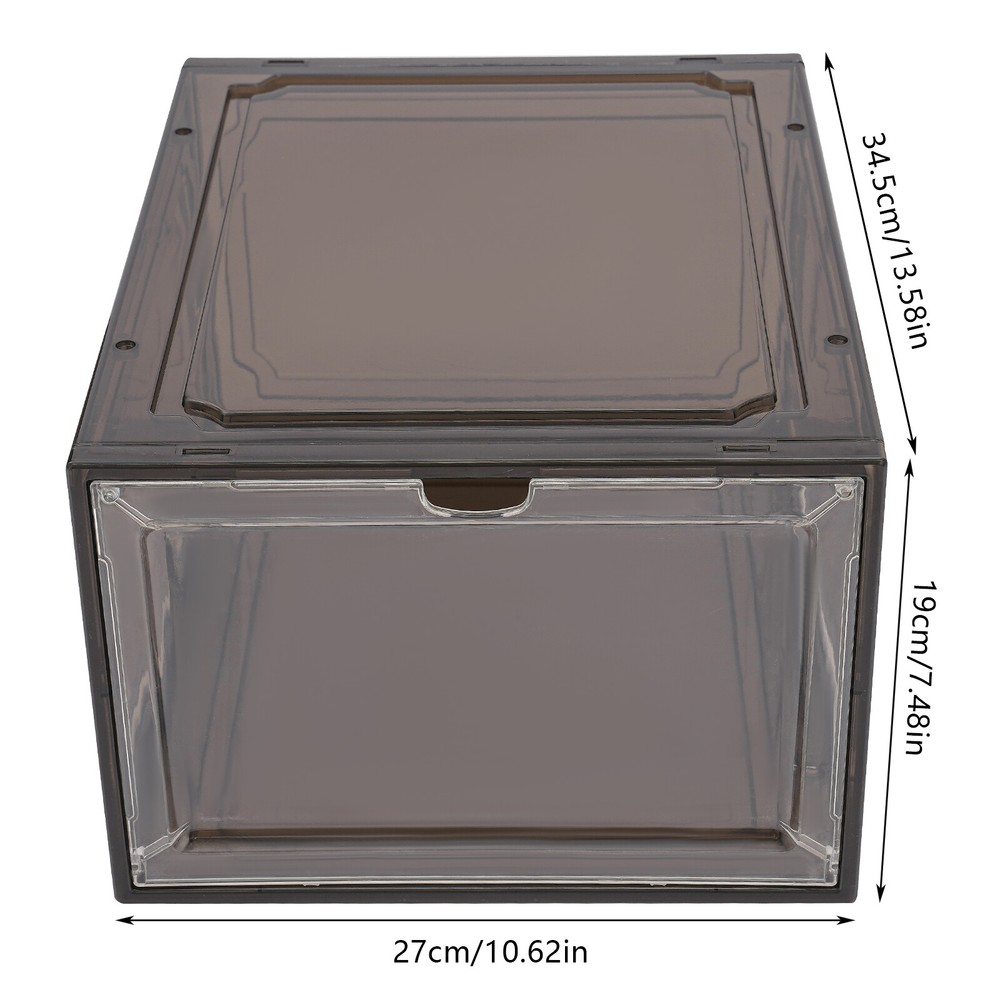 12*Stackable Shoe Storage Boxes PP & Acrylic Organizer Bins Dust-proof Container