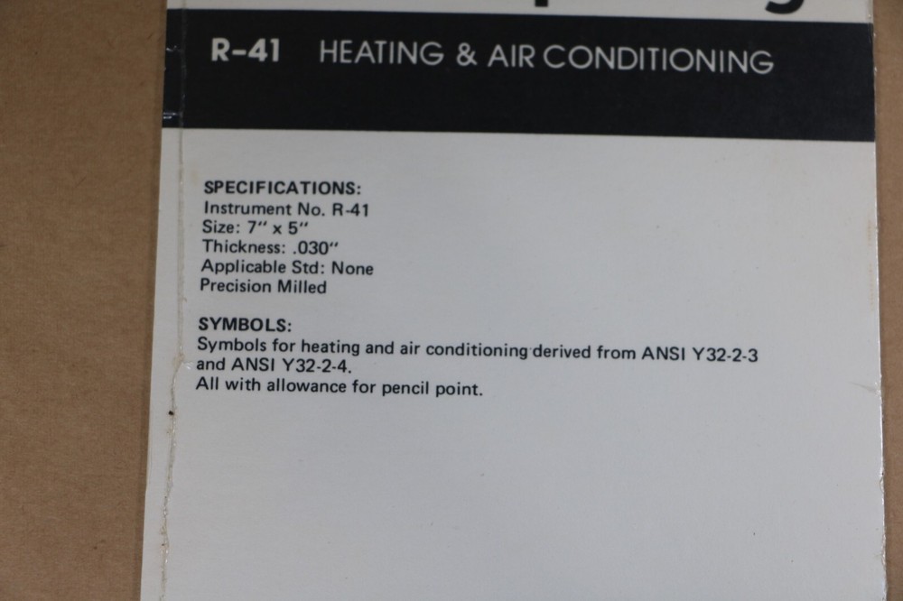 Berol RapiDesign Template - Drafting Drawing Heating Air Conditioning HVAC R-41