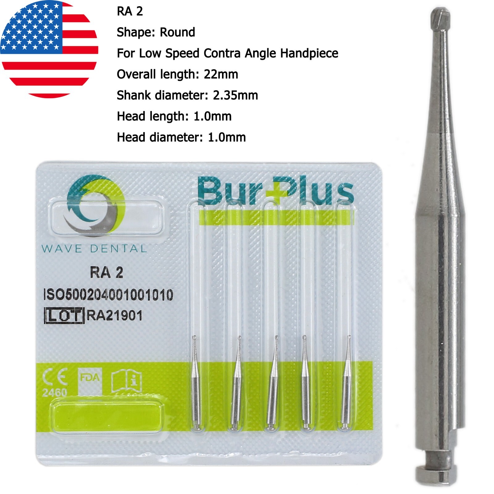 Wave Dental Carbide Burs Surgical Bur Latch 2.35mm RA SURG 2 4 6 8 Contra Angle