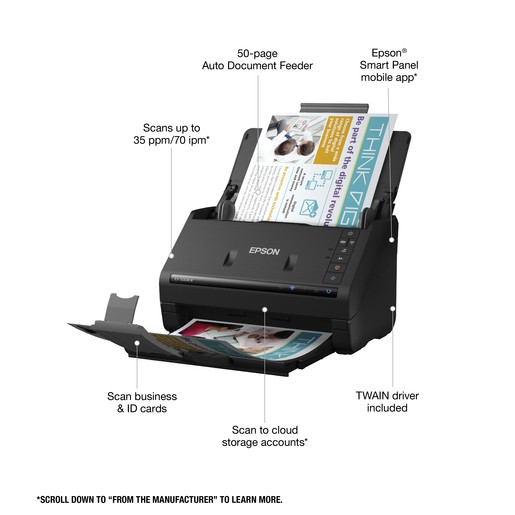 Epson WorkForce ES-500W II Wireless Document Scanner - Certified Refurbished