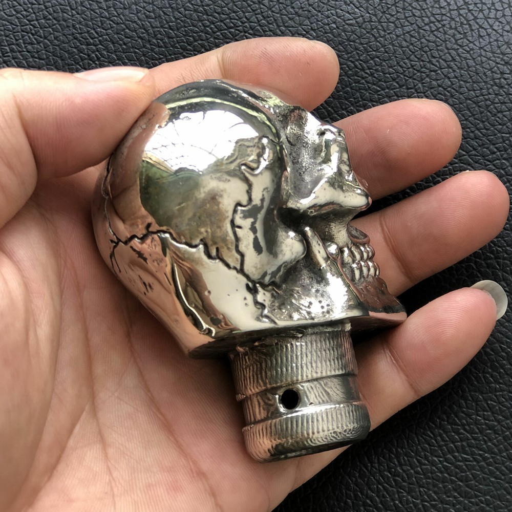 Solid White Copper Casting Skull Car Gear Shift Knob DIY part Cane Crutches Head