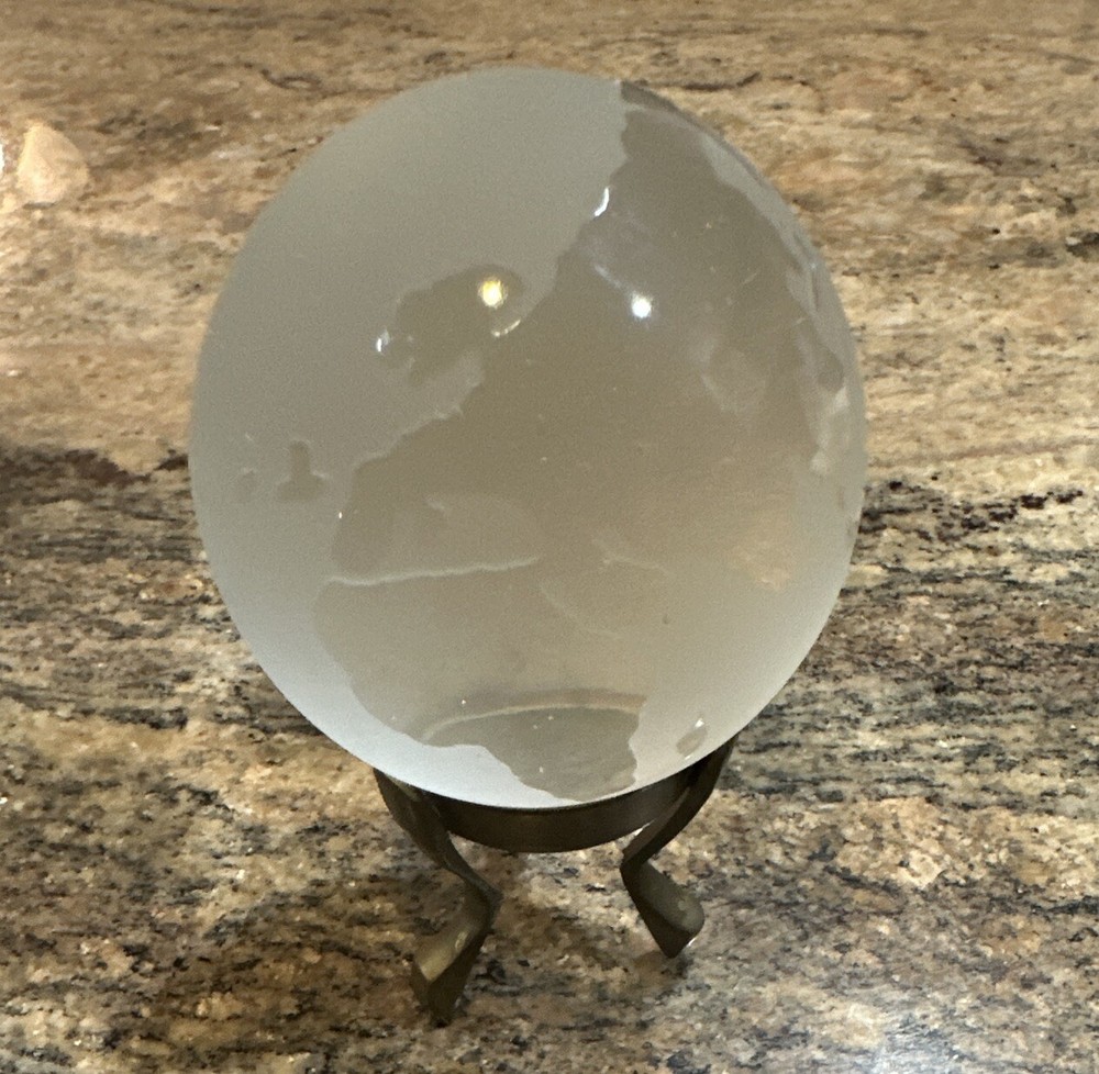 Frosted Glass Globe On Brass Stand