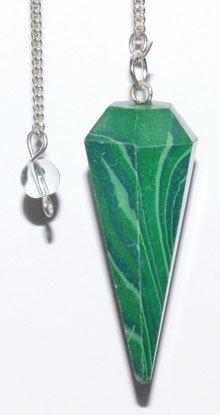 6-Sided Malachite Pendulum - Transformation & Warding Ritual Dowsing Tool