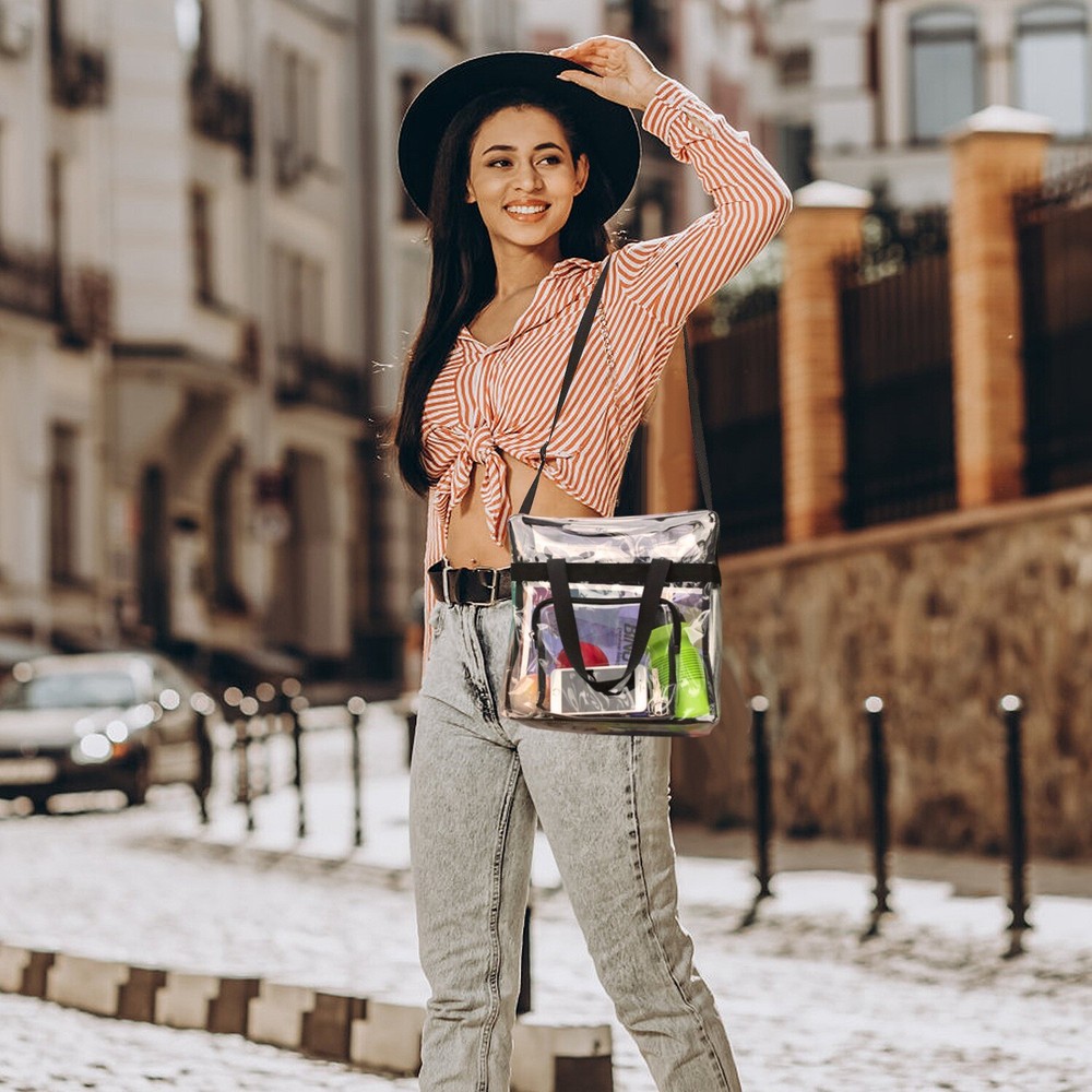 Stadium Approved Clear lunch Bag Front Storage Compartmen with Adjustable Strap