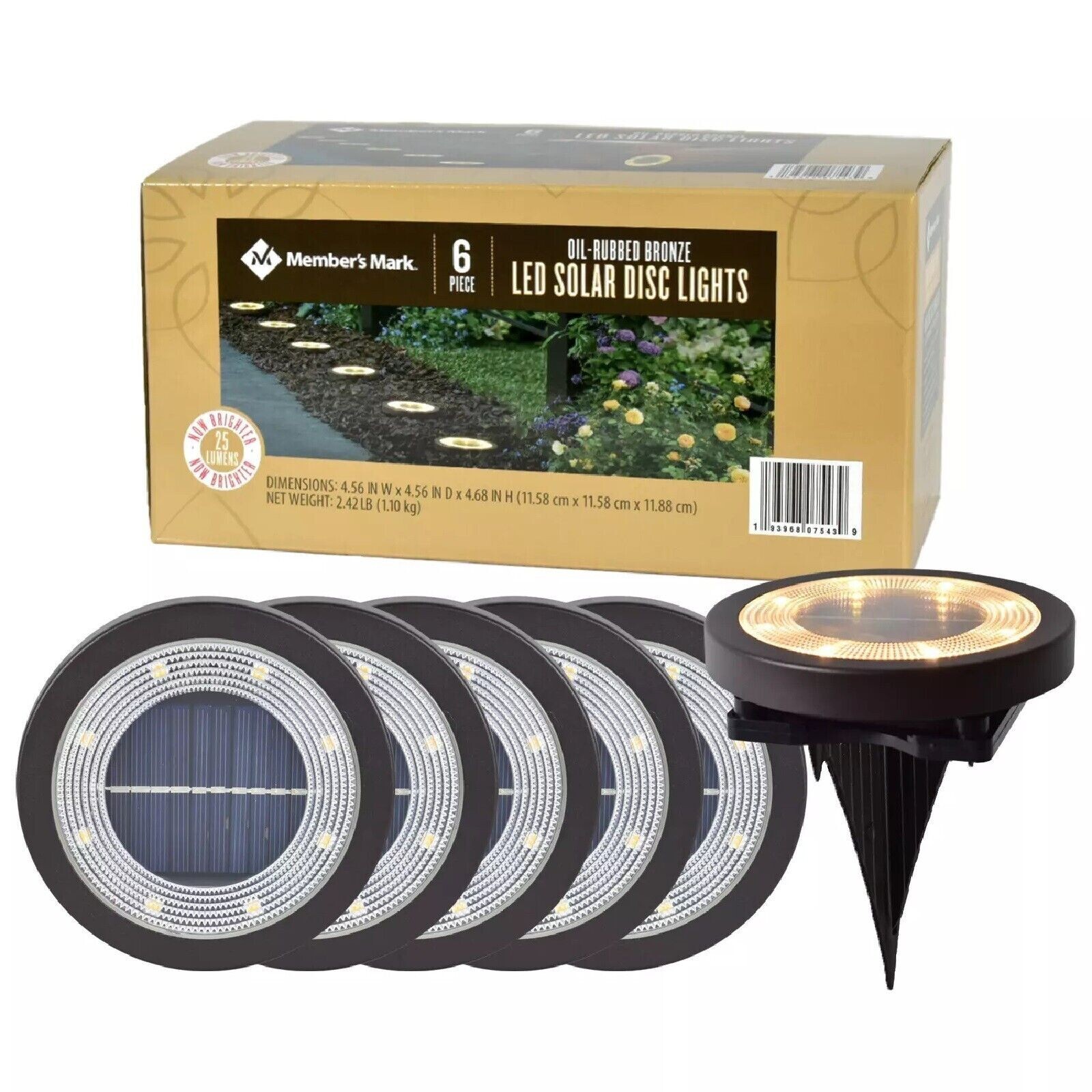 6-Piece Oil-Rubbed Bronze LED Solar Garden/Pathway Disc Lights -BUY MORE & SAVE!