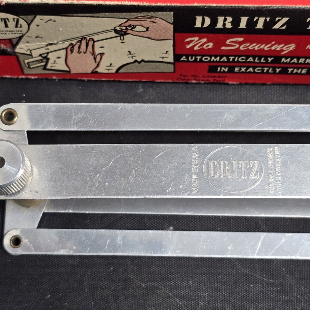 Vintage Dritz Tailor Tacker Sewing Pattern Tool USA Aluminum Box