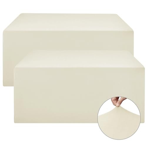 Spandex Fitted Table Clothes Pack - 48 x4 Inch - Rectangle 4FT 2 Beige