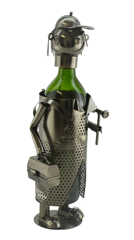 Handyman Construction Worker Metal Wine Bottle Holder
