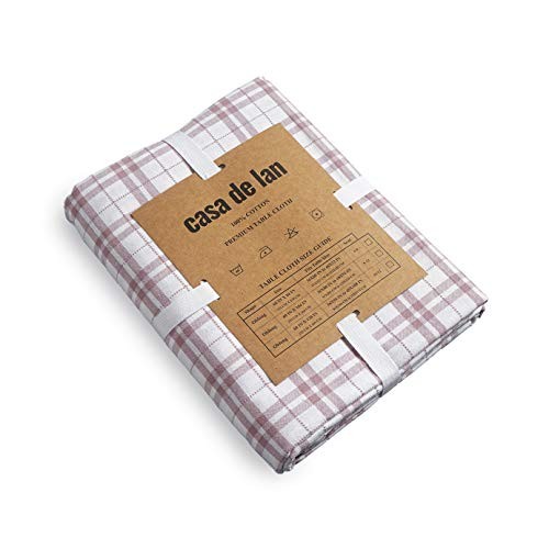 Cotton Table Cloth - Rectangle Table Cover 104" x 60" (Rectangular) Pink Dobby