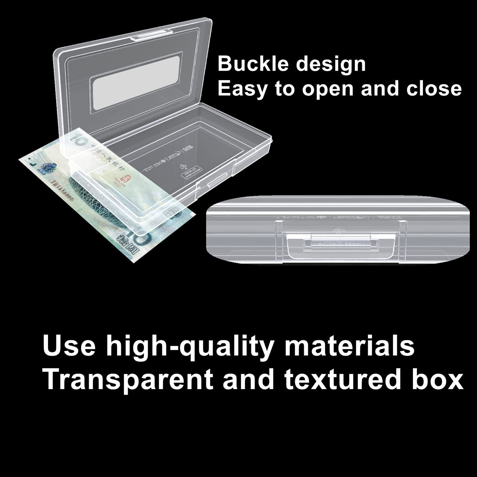 Dollar Bill Holder with Storage Case, MUDOR PP Material 100 Pieces Clear