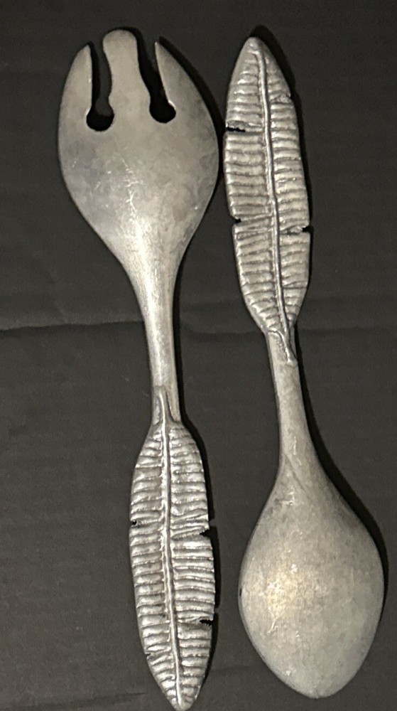 IHI Palm Leaf Aluminum Serving Spoon & Fork Set 13"