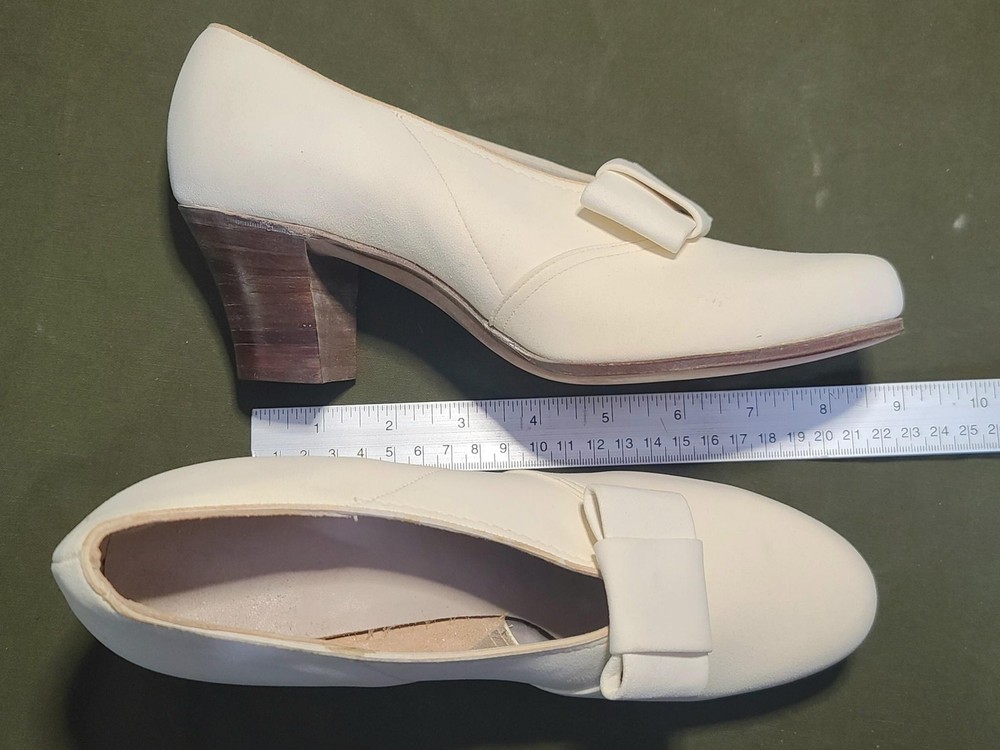 WWII Women's White US Marine Corps Bow Pump Shoes in Box Uniform USMC WAVES 7