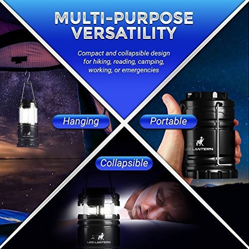 LED Camping COB Lantern Flashlights - Super Bright 4 Pack Medium (350 Lumens)
