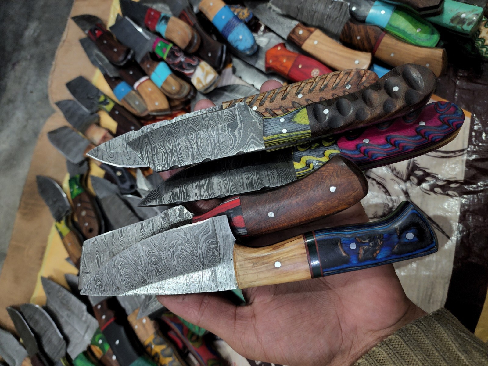 Lot of 50 Custom Handmade Damascus Steel 8" Full Tang Skinner Hunting Knifes USA