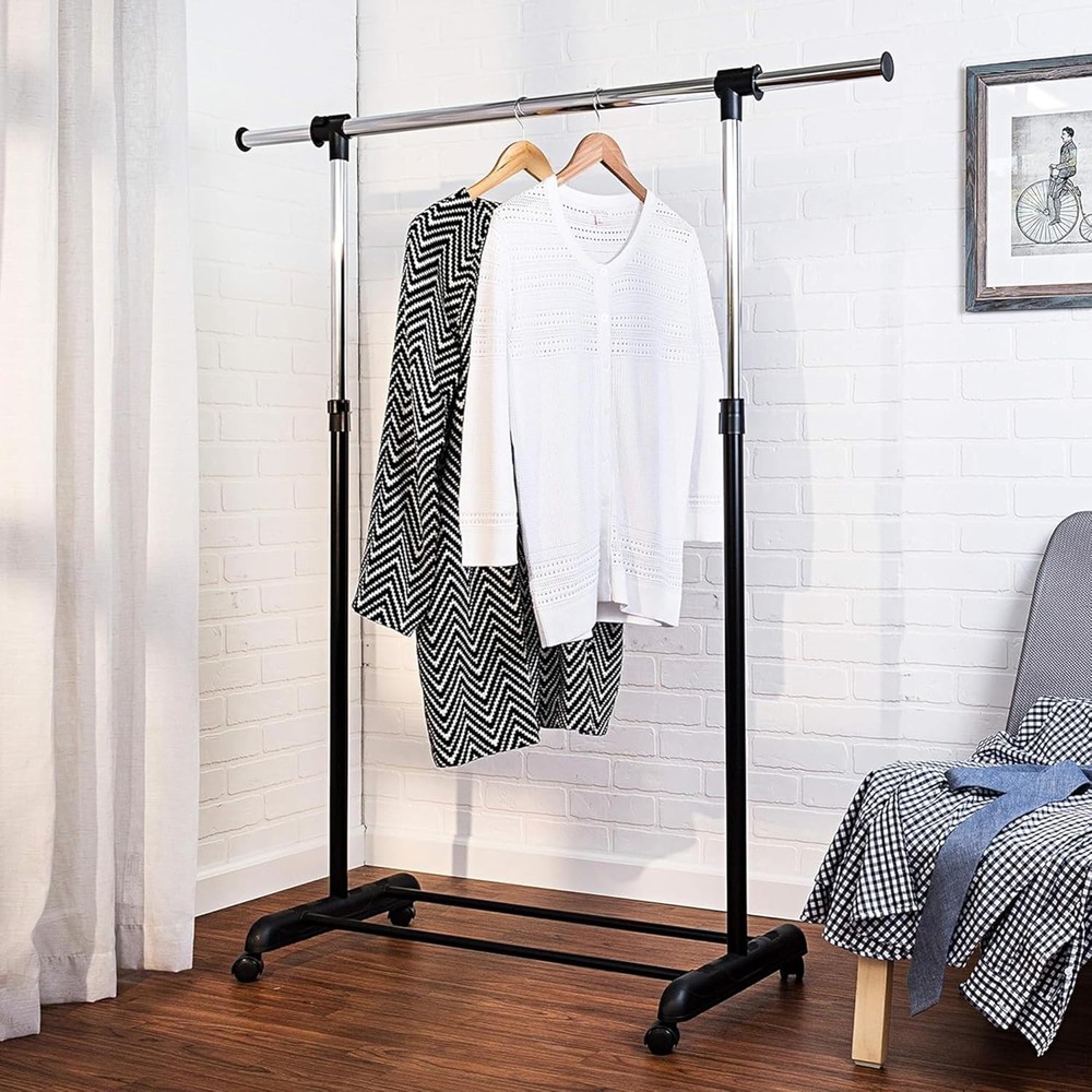 Rolling Clothes Rack with Adjustable Dimensions - Durable Metal Design