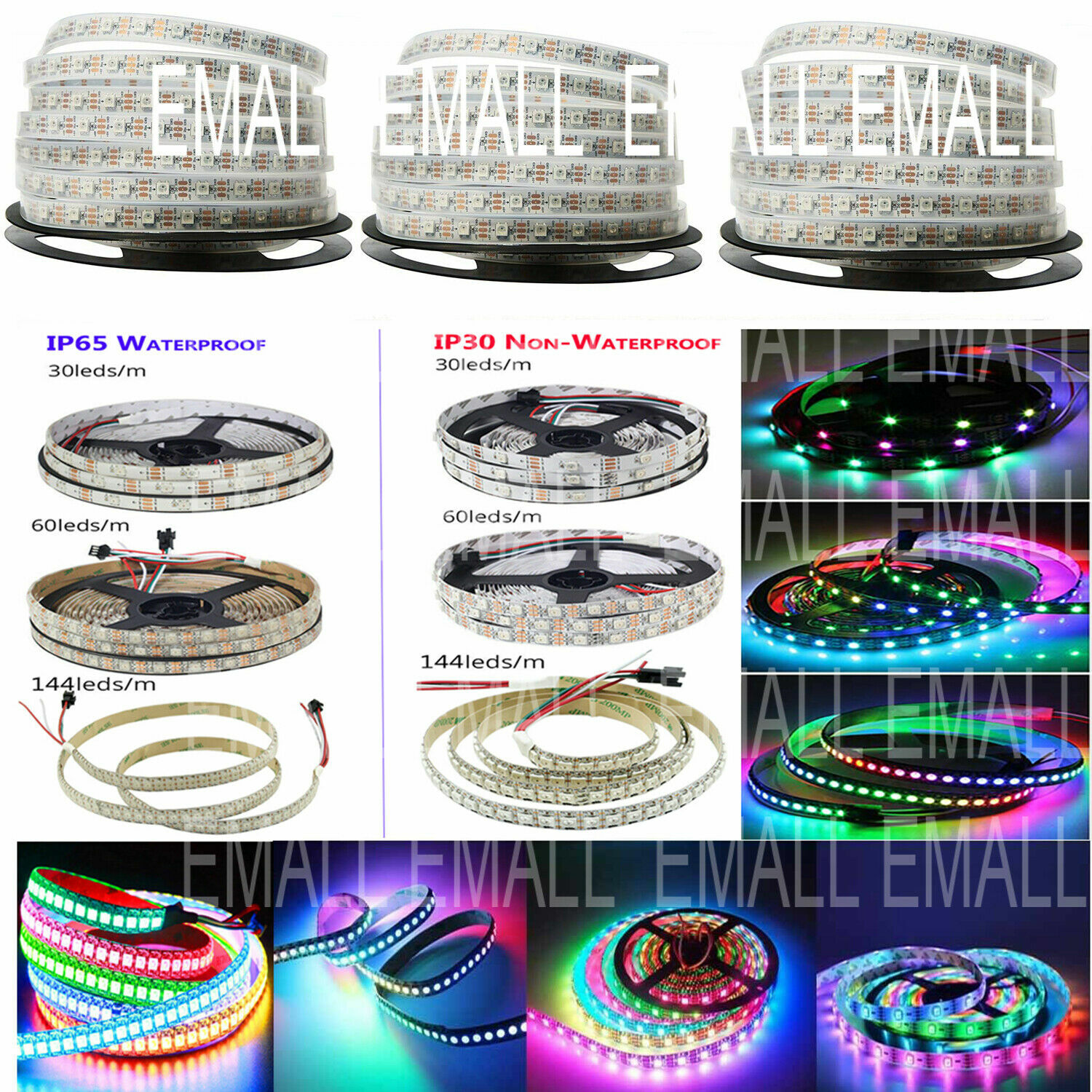 Wholesale WS2812B 5V 5050 RGB LED Strip 1-20M 60-1200 Led Individual Addressable
