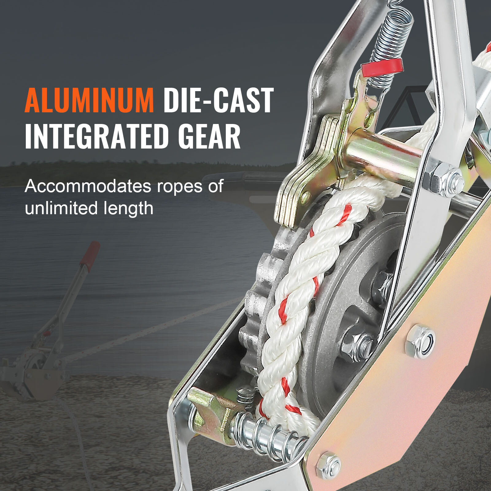 Rope Puller Come Along Winch 3/4 Ton 1653lb Capacity 100' of 0.6" dia Rope