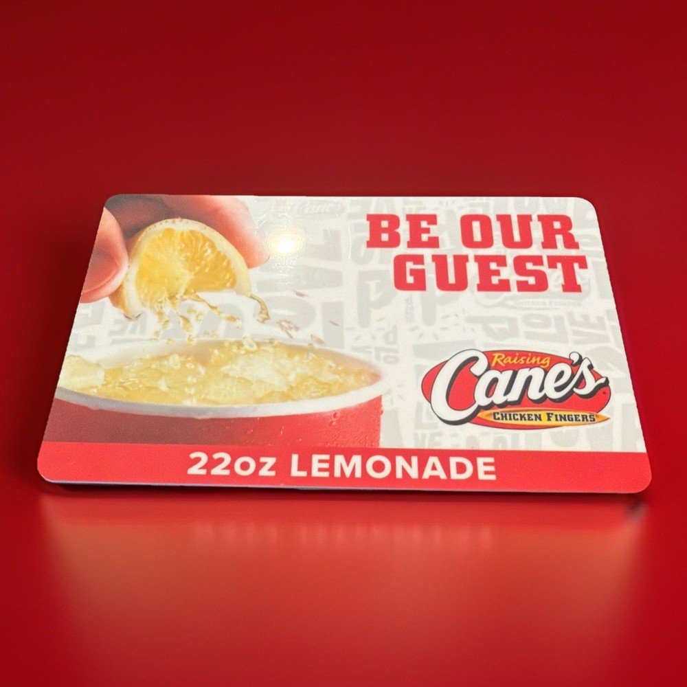 Canes Chicken 22 Ounce Lemonade Gift Card