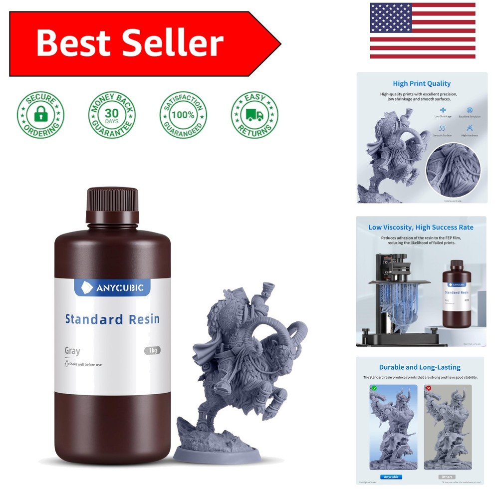 Universal Compatibility 3D Printer Resin - Grey 1kg, Strong Stability & Fluidity