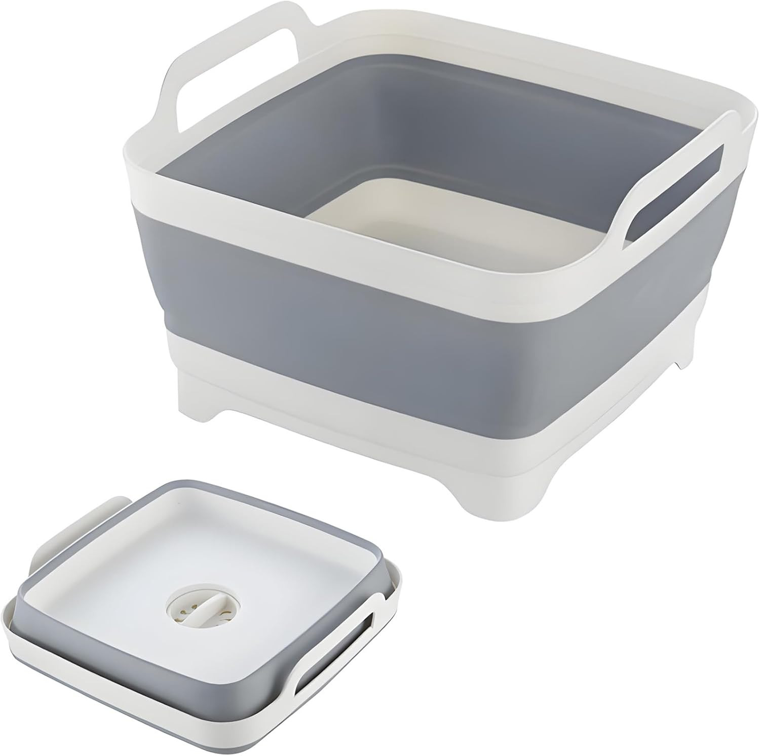 Collapsible Dish Basin with Drain Plug, 9L 2.4 Gallon Portable Wash Basin Dishpa