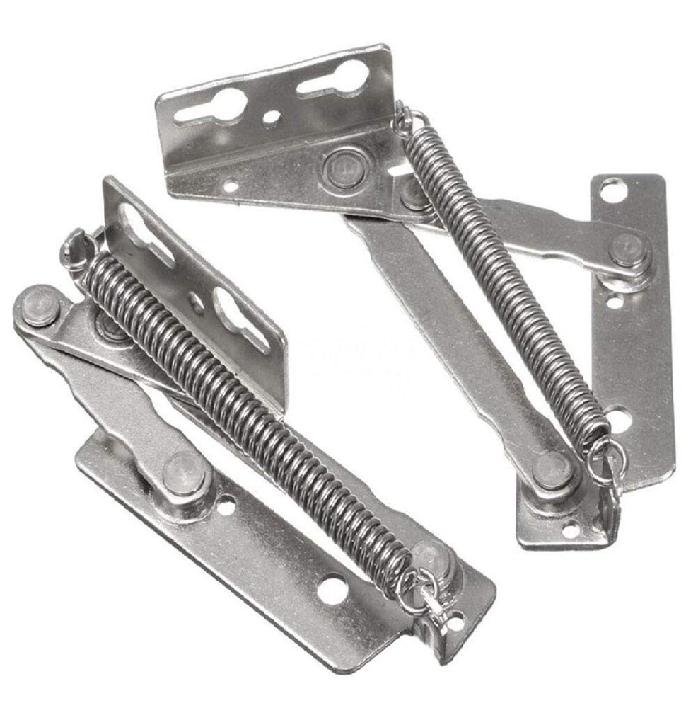 2 Pieces 80 Degree Foldable Lifting Bracket, Black Spring Hinges are Silver