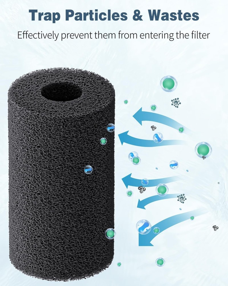 Pawfly 12 Pack Pre-Filter Sponge, Aquarium Filter Sponge 0.8" Intake Black