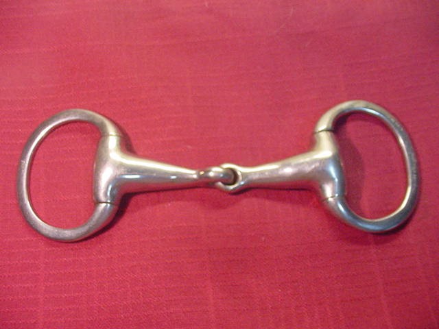 Eldonian Stainless Steel 4.5" Solid Mouth Thick Eggbutt Single Joint Snaffle Bit