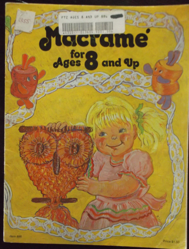 MACRAME FOR AGES 8 & UP beginner instruction project leaflet vintage 1976