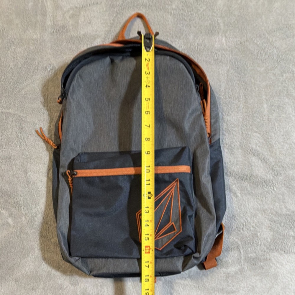Volcom Men's Backpack Gray Orange Adjustable Strap Outer Pockets Padded