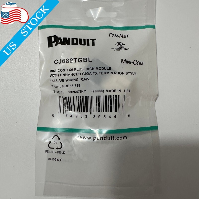 OEM Panduit Giga TX Cat6 Network jack White Green Red Yellow Blue Black Qty 50