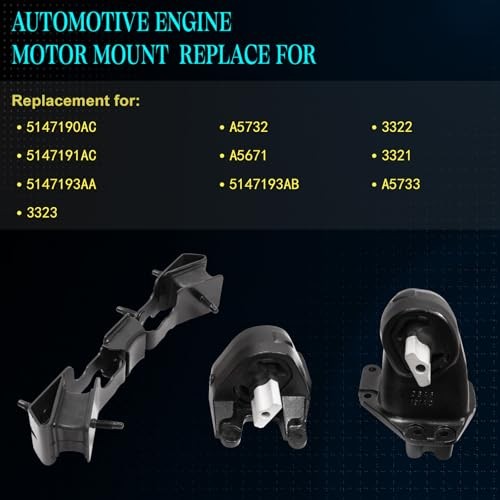 3PCS,Engine Motor Mount & Trans Mount Compatible 2012-2017 Wrangler for Jeep