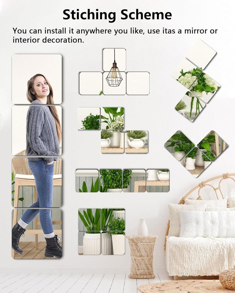 Versatile Unbreakable Wall Mirrors - 4PCS 14x12” for Kids, Dance Studios & More
