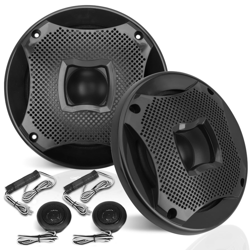 Lanzar Two Way Marine Speaker System, One Pair 6.5 inch Black