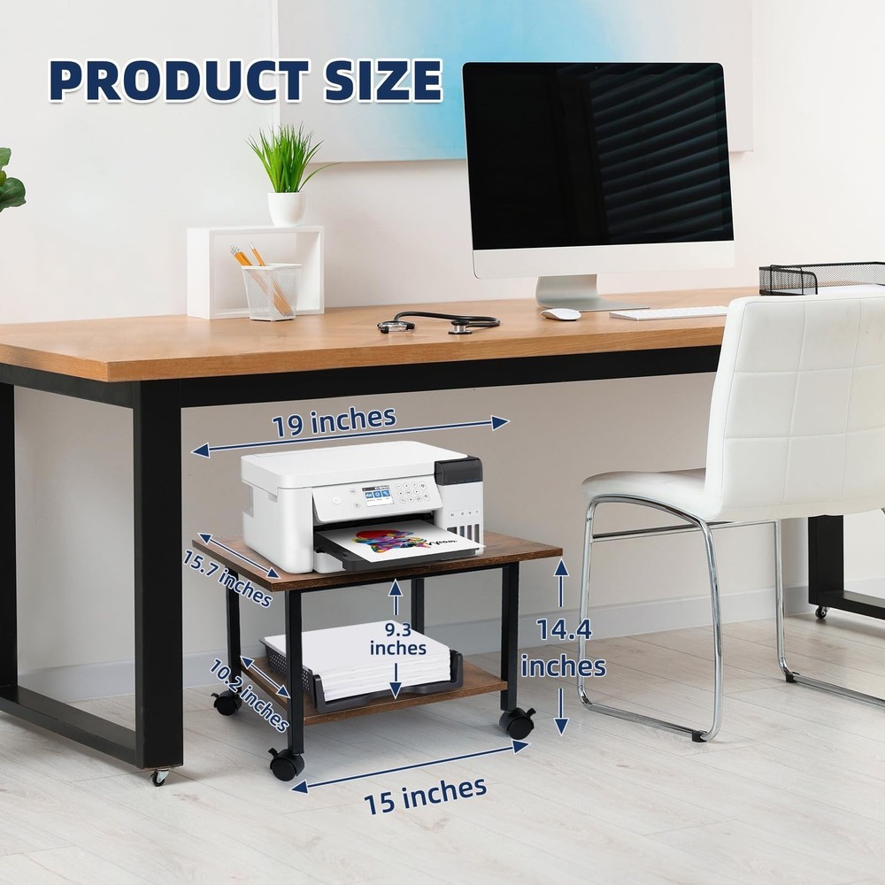 Printer Stand with Storage Shelf, Small Printer Stand for Desk Office Home, U...