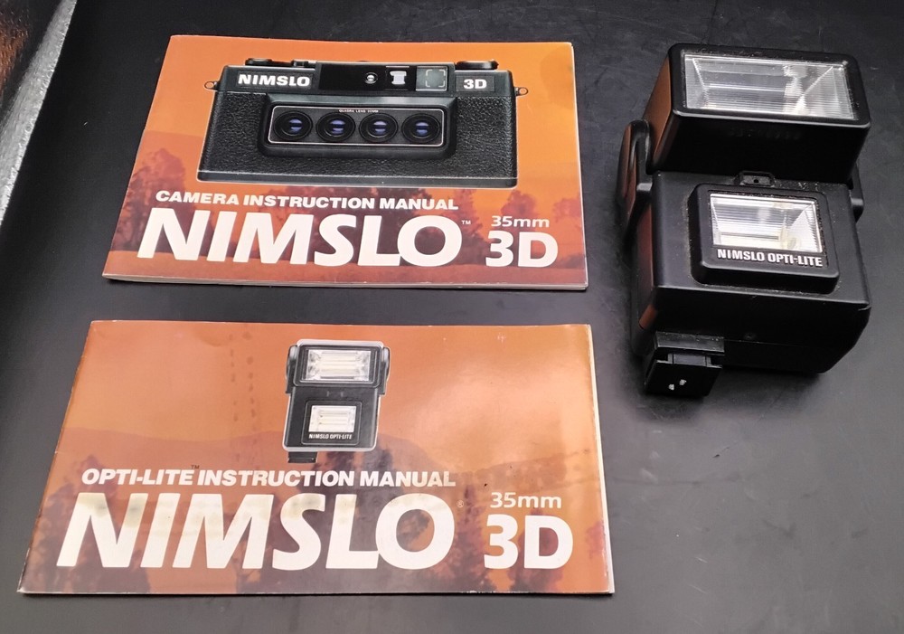 (BoxI) Nimslo 3D Camera Opti-Lite Flash with Manuals (Camera/Flash)  UNTESTED