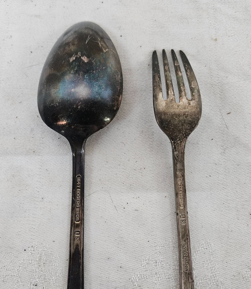 Antique 1847 Rogers Bros ADORATION Silverplate SERVING SPOON & FORK