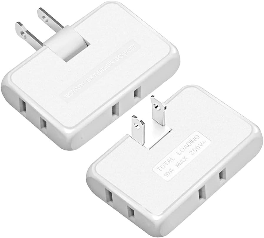 2 Pack 3 Way Flat Wall Outlet Extender, Ultra Thin Folding Plug Adapter