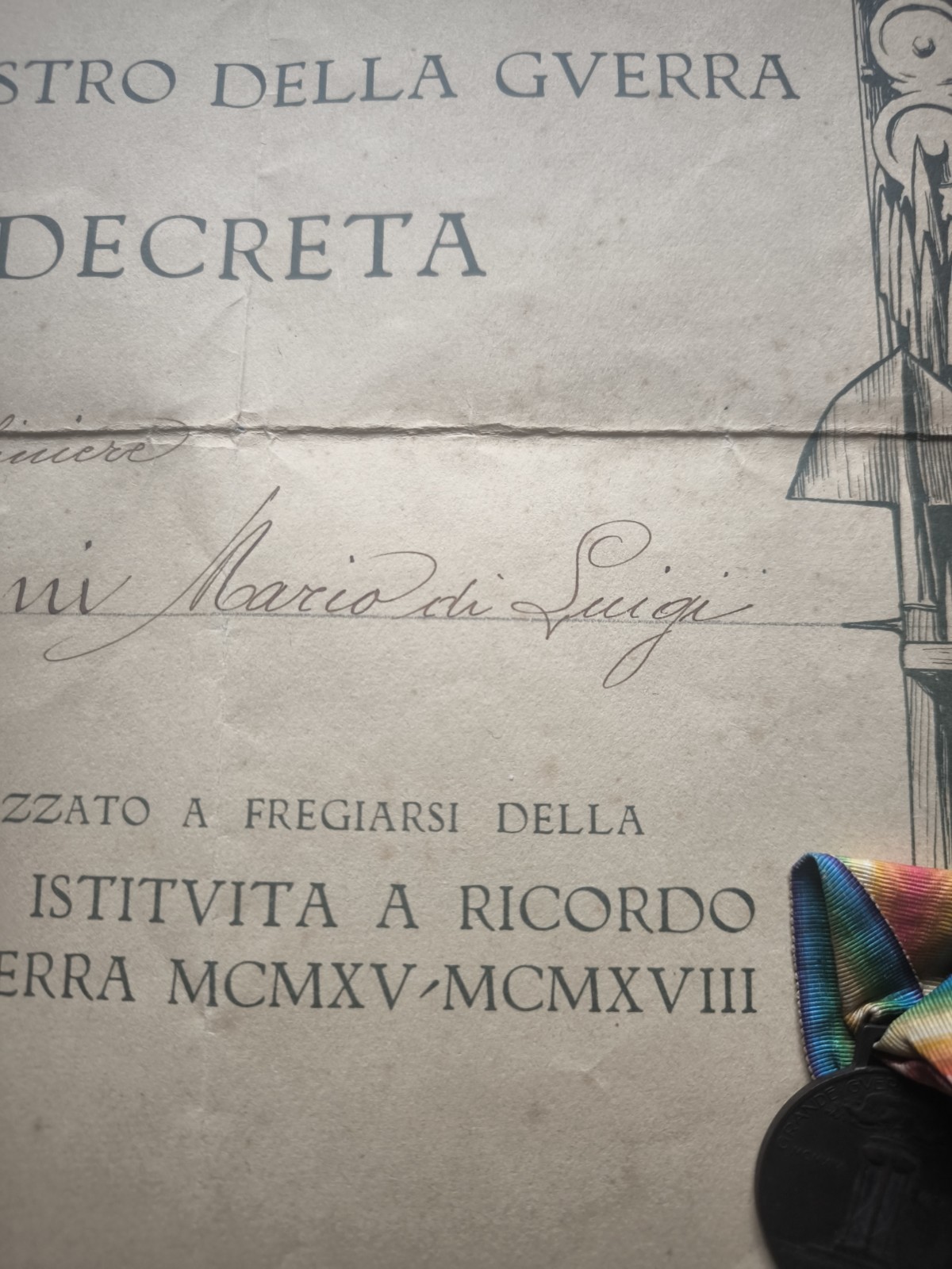 Ww1 Italian Carso-Isonzo Victory Medals with Award Reali Carabinieri Captain