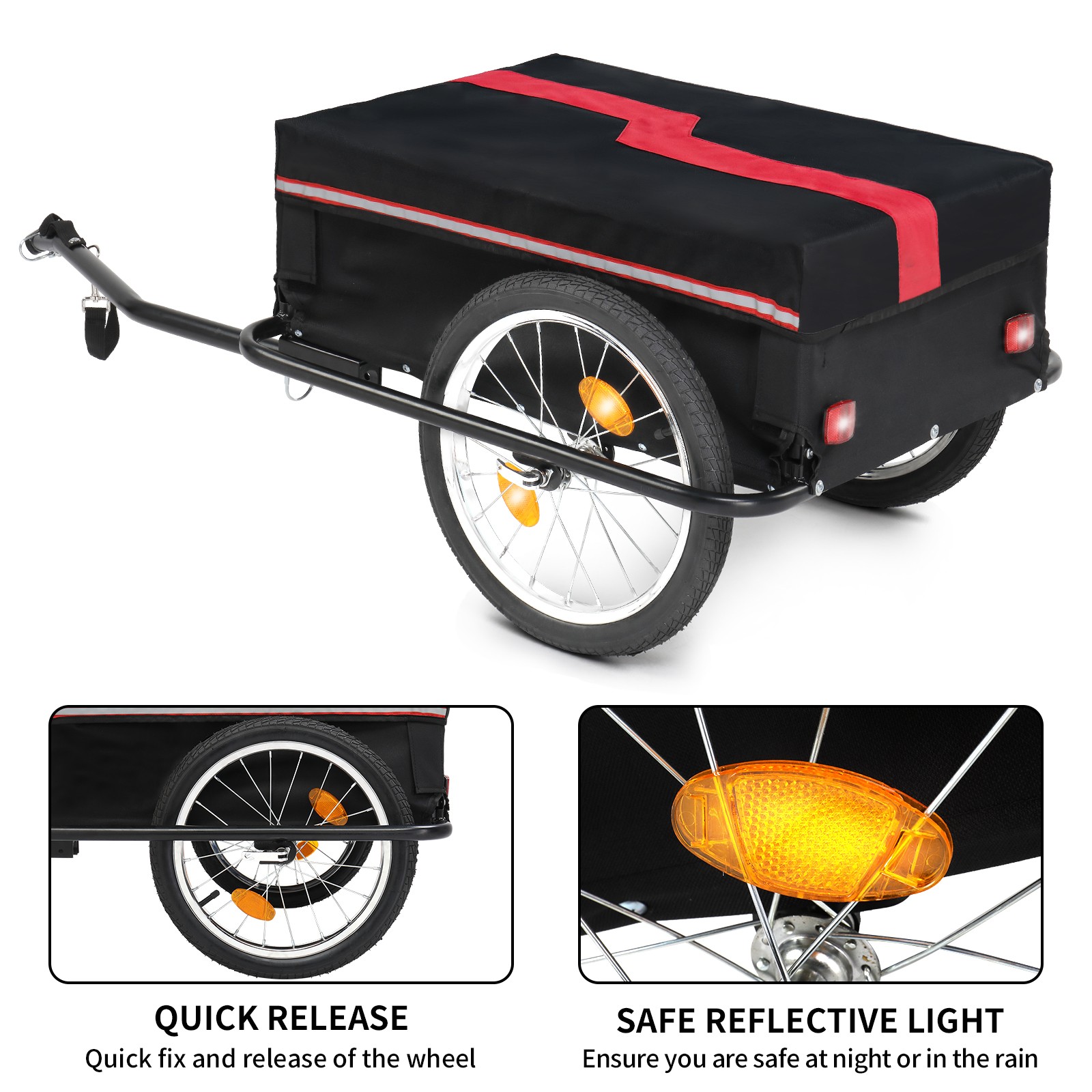 Bike Cargo Trailer Foldable Bicycle Cart Bike Wagon Trailer w/ Universal Hitch