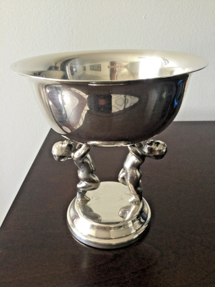 Vintage 1958 Lehman Bros Silver Plated Pedistal Cupids Compote