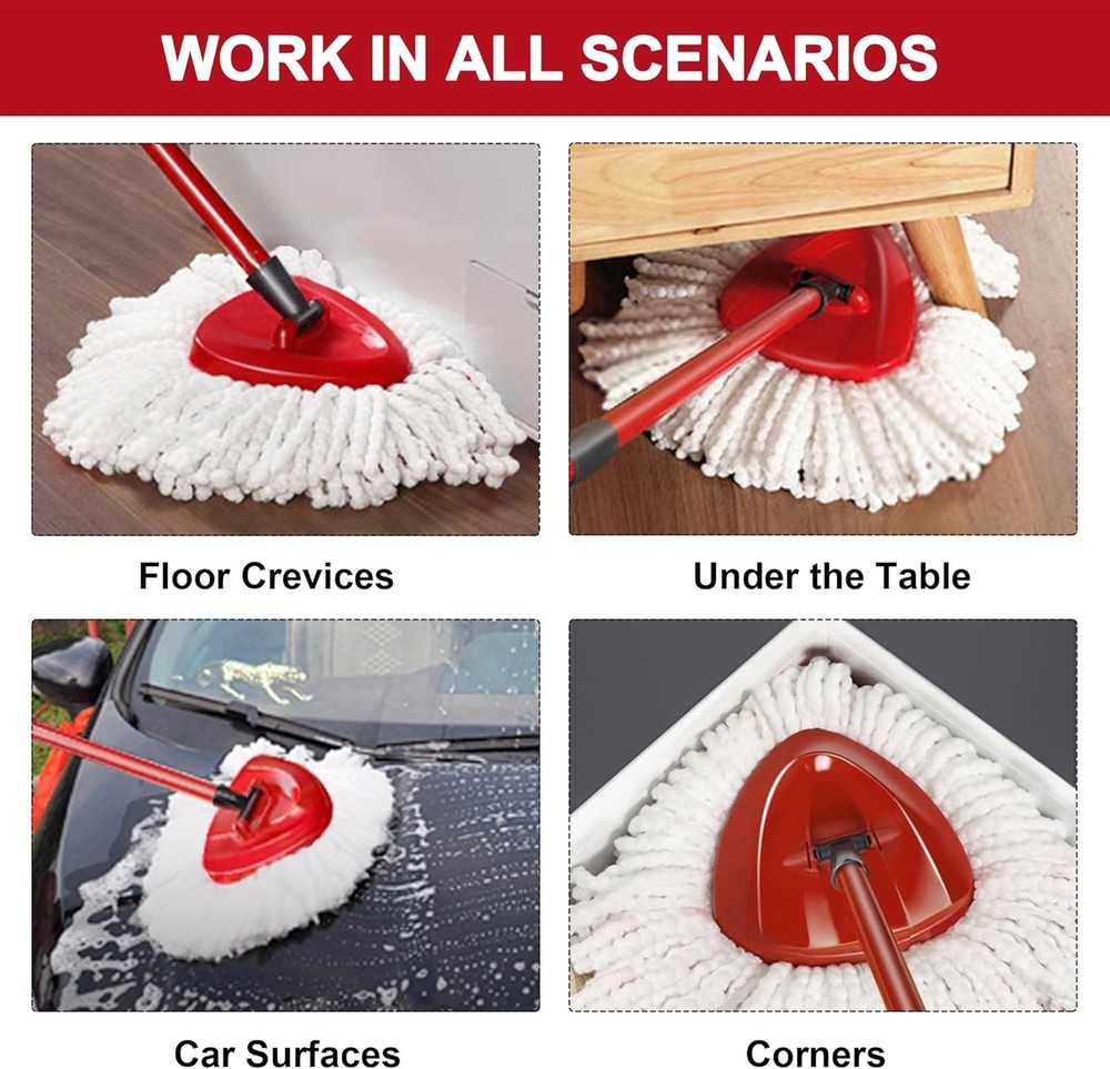 3 × Replacement Microfiber Mop HEAD For O-Cedar Spin Mop Easy Clean Wring Refill