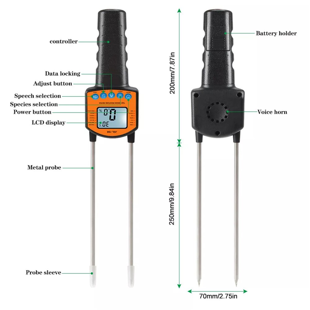 Professional Portable Moisture Tester Hay Moisture Meter Humidity Sensor