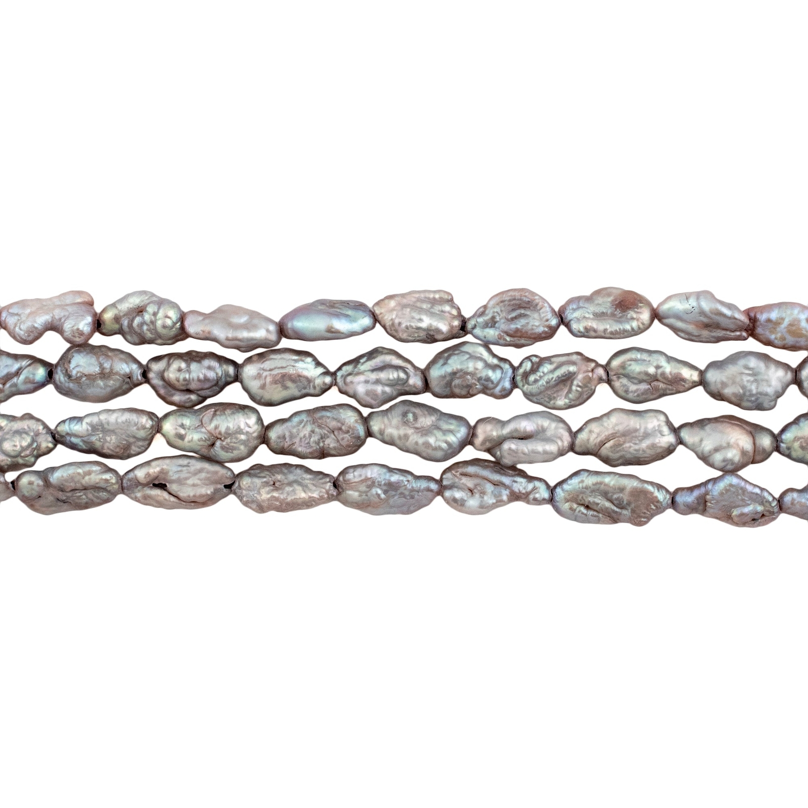 Iridescent Grey Vintage Japanese Rice Pearl Beads 4mm Oval 16 Inch Strand